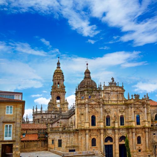 Santiago de Compostela Cathedral end of Saint James Way in Galicia Spain