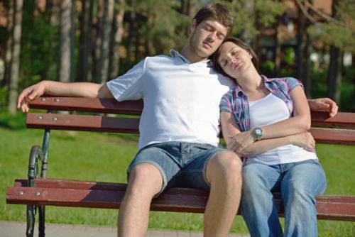 romantic young couple in love together outdoor